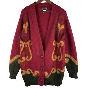 Vintage Harve Benard Cardigan Sweater Women's Large Red Mohair Acrylic Buttons